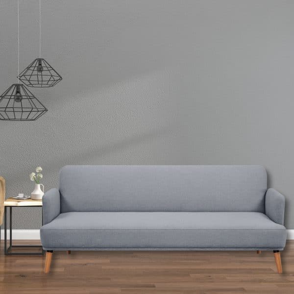 Brianna 3 Seater Sofa Bed Fabric Uplholstered Lounge Couch - Light Grey - Image 2