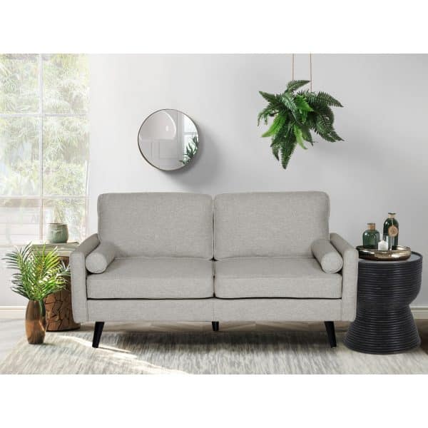 Lexi 2 Seater Sofa Fabric Uplholstered Lounge Couch - Light Grey - Image 2