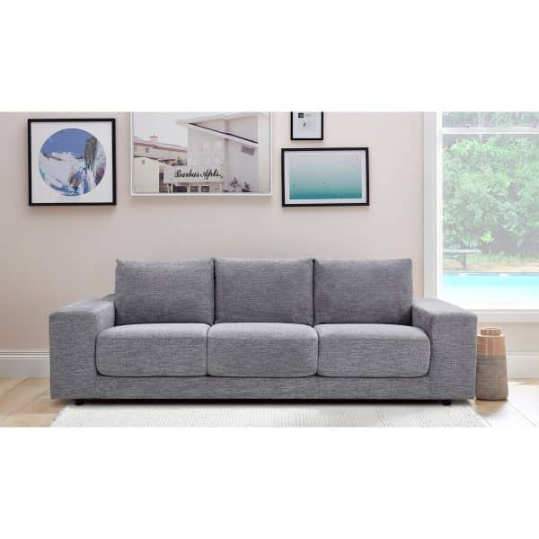 Eliana 4 + 3 Seater Sofa Fabric Uplholstered Lounge Couch - Fog - Image 2