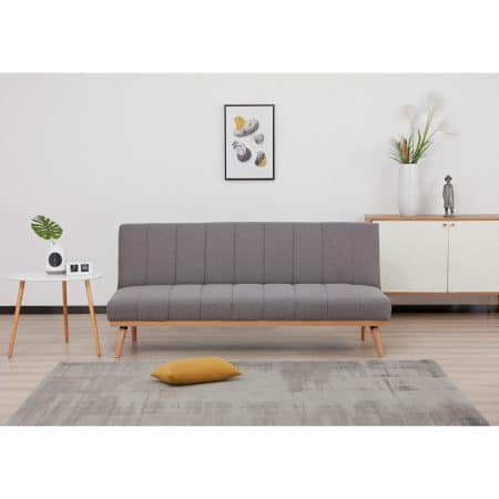 Monroe 3 Seater Sofa Futon Bed Fabric Lounge Couch - Graphite - Image 2