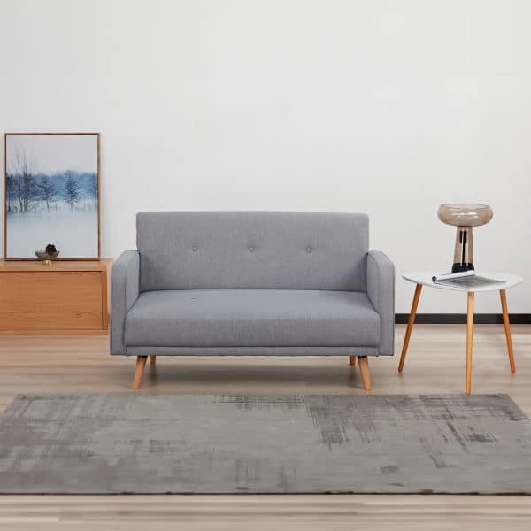 Picasso 2 Seater Fabric Sofa Lounge Couch Light Grey - Image 2