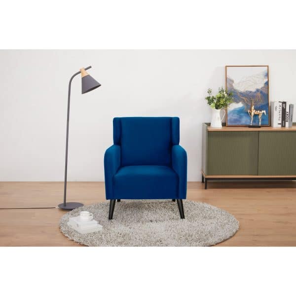 Bianca Accent Sofa Arm Chair Fabric Uplholstered Lounge Couch - Dark Blue - Image 2