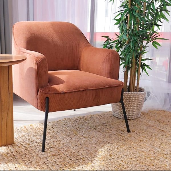 Leah Fabric Armchair Occasional Accent Arm Chair Brown - Image 2