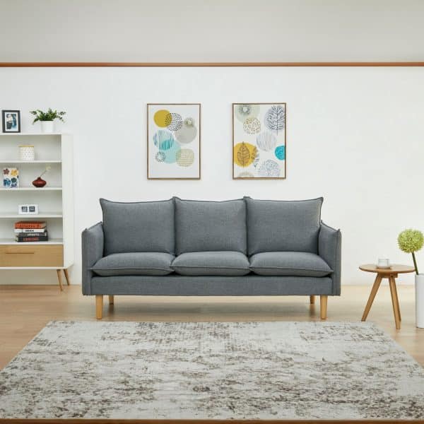 Sinatra 3 Seater Fabric Sofa Lounge Couch Dark Grey - Image 2