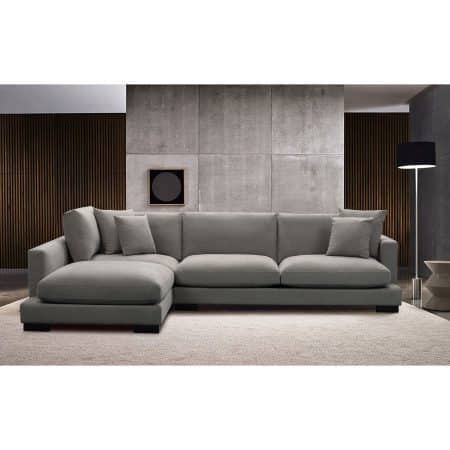 Royalty 3 + 3 Seater Sofa Fabric Uplholstered Left Chaise Lounge Couch - Grey - Image 2