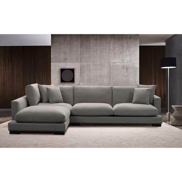 Royalty 3 + 3 Seater Sofa Fabric Uplholstered Left Chaise Lounge Couch - Grey - Image 2