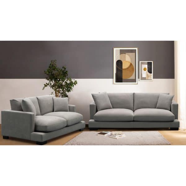 Royalty 3 Seater Sofa Fabric Uplholstered Lounge Couch - Grey - Image 2