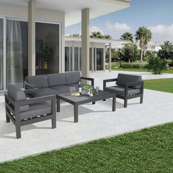 Outie 133cm Outdoor Coffee Table Aluminum Frame Charcoal - Image 2