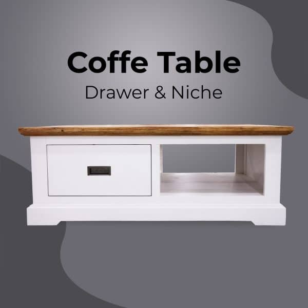 Orville Coffee Table 120cm 1 Drawer Solid Acacia Timber Wood - Multi Color - Image 2