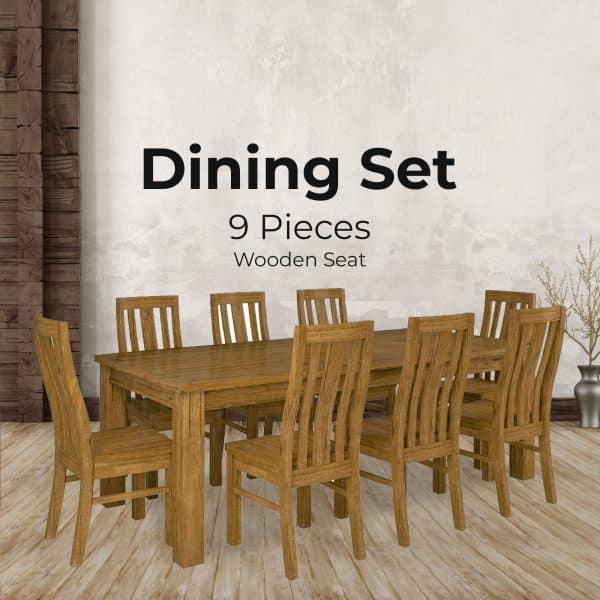 Birdsville 9pc Dining Set 225cm Table 8 Chair Solid Mt Ash Wood Timber - Brown - Image 2
