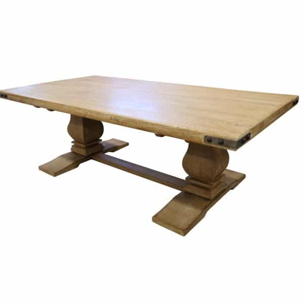 Gloriosa Coffee Table 140cm Pedestal Solid Mango Timber Wood - Honey Wash - Image 2