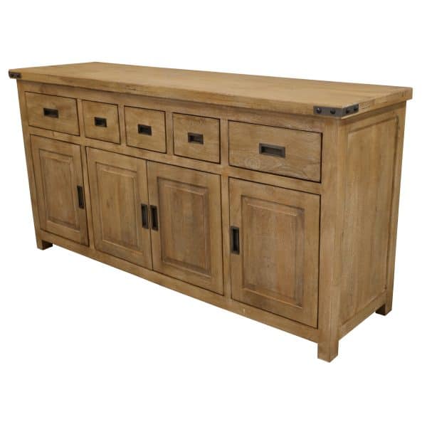 Gloriosa Buffet Table 180cm 4 Door 5 Drawer Solid Mango Timber Wood - Honey Wash - Image 2