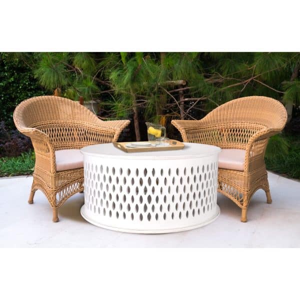 Pansy  Wooden Round 80cm Coffee Table - White - Image 2