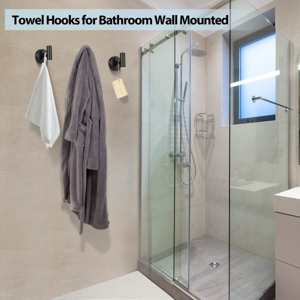 2 Pcs Wall Mount Bathroom Towel Hooks Holder Cloth Hanger Hook Kitchen Door Hanger Black - Image 2