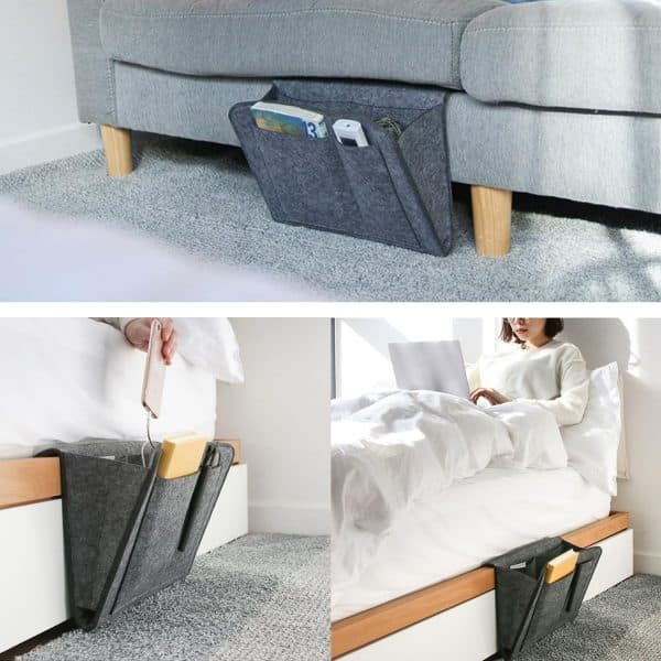 Bed Organiser Bed Caddy Sofa Organiser Bedside Organiser Book Magazines Organiser Dark Grey - Image 2