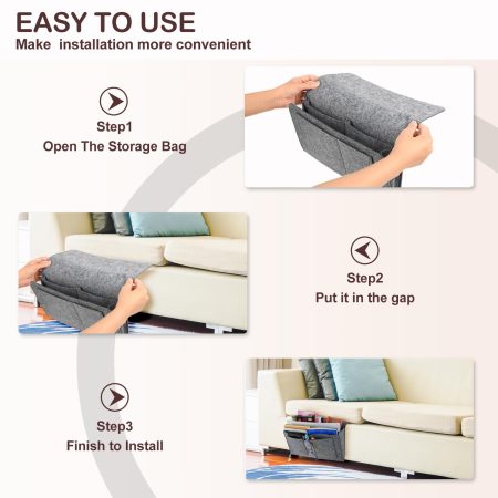 Bed Organiser Bed Caddy Sofa Organiser Bedside Organiser Book Magazines Organiser Grey - Image 2