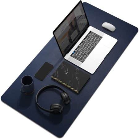 Dark Blue 90cm*45cm Dual Side Office Desk Pad Waterproof PU Leather Computer Mouse Pad - Image 2