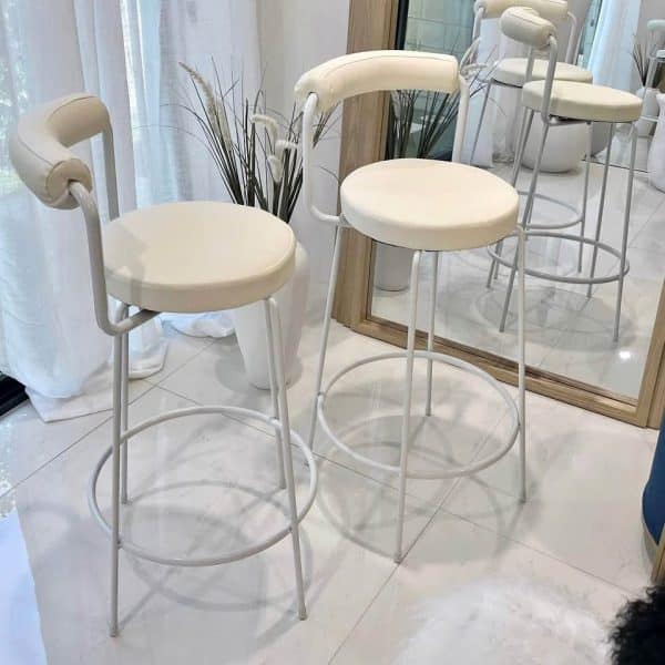 Interior Ave - Calipo White Leather Kitchen Bar Stool - Set of 2 - Image 2