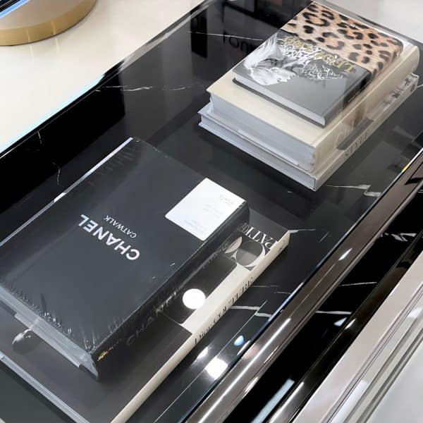 Interior Ave - Vogue Coffee Table - Black Marble Stone & Glass - Image 2