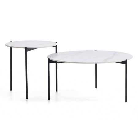 Interior Ave - Bianco Nested Coffee Table Set - White Marble Stone - Image 2