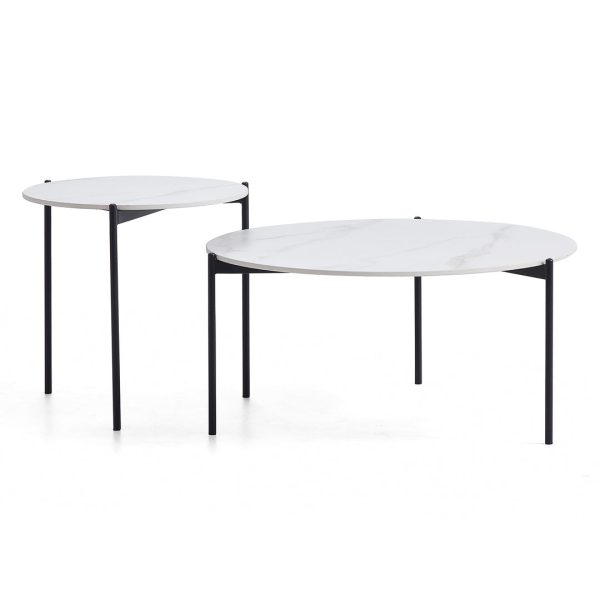 Interior Ave - Bianco Nested Coffee Table Set - White Marble Stone - Image 2