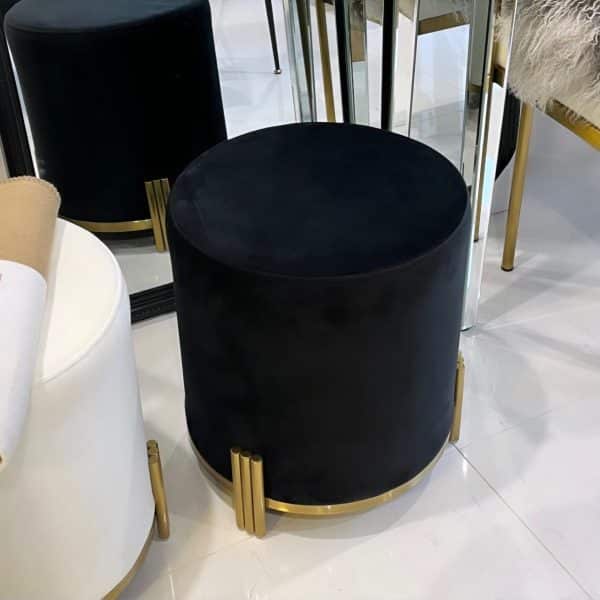 Interior Ave - Apollo Velvet Ottoman - Black - Image 2