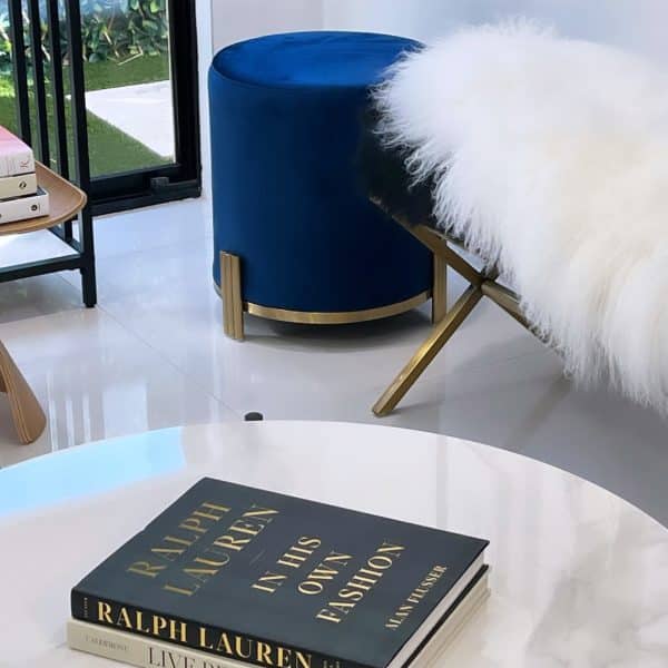 Interior Ave - Apollo Velvet Ottoman - Blue - Image 2