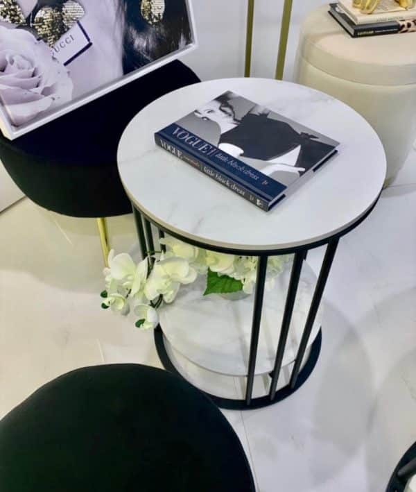 Interior Ave - Cleo Black Two Shelf Stone Side Table - Image 2