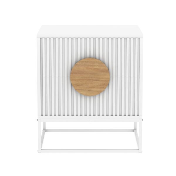 Belmonte Fluted Bedside Table in White - Image 2