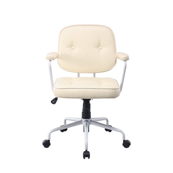 Louise White Frame Faux Leather Home Office Chair in Beige - Image 2