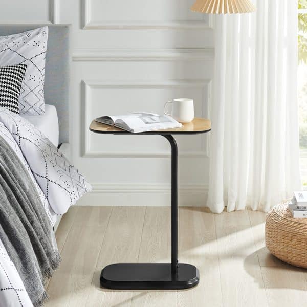 DEANNA Side Table in Black and Light Oak - Image 2