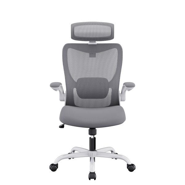 MONA Ergonomic High Back Flipped Armrest Task Chair In Grey - Image 2