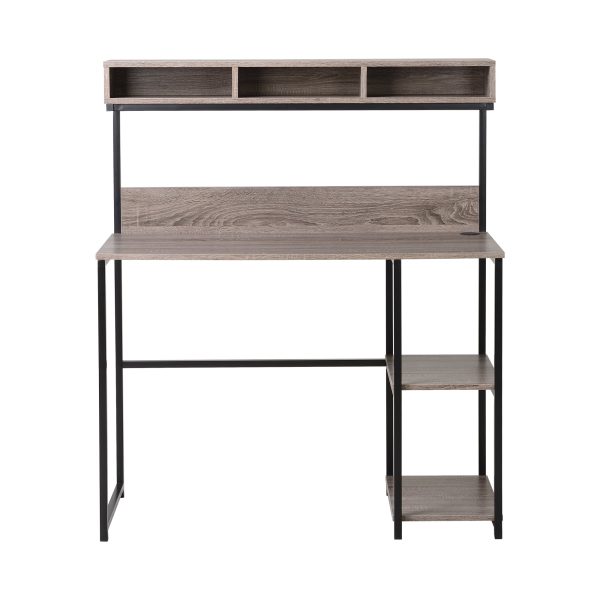 Computer Desk with Hutch in Greyish Brown - Image 2
