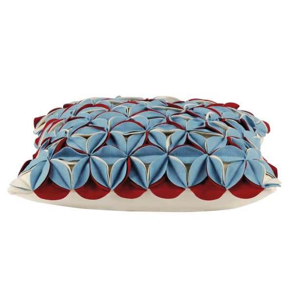 Amelie Aqua Blue & Red 3D Texture Cushion Cover - Image 2