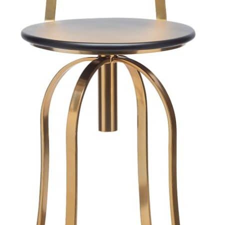 Gold Black Swivel Kitchen Bar Stool Chair with High Back in Netted Design Frame - Image 2