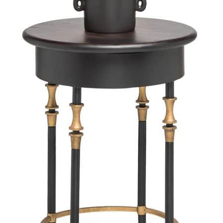 Wooden Round Gold Black Side Table with Finial Legs