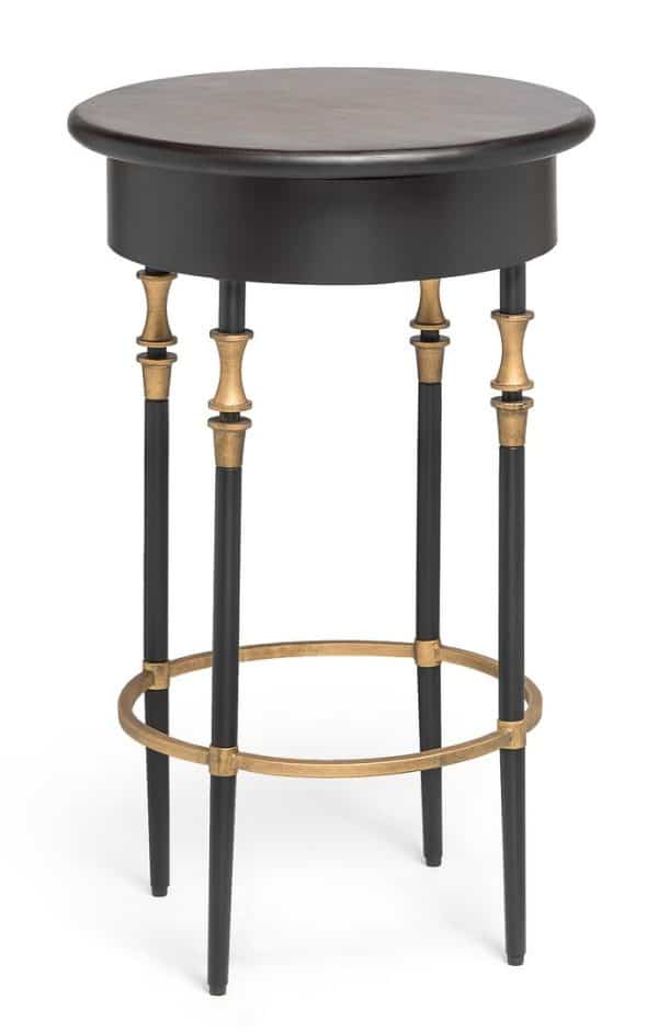 Wooden Round Gold Black Side Table with Finial Legs - Image 2