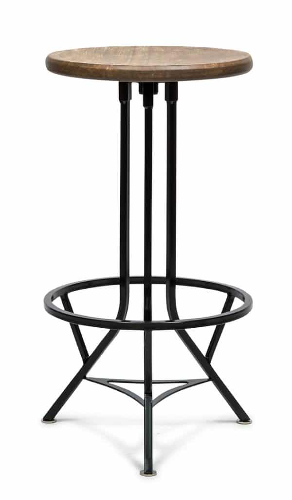 Industrial Wooden Iron Swivel Bar Stool - Black Rustic - Image 2