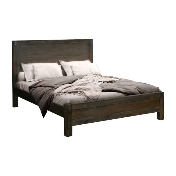 4 Pieces Bedroom Suite in Solid Wood Veneered Acacia Construction Timber Slat Queen Size Chocolate Colour Bed, Bedside Table & Dresser - Image 2