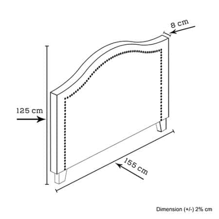 Bed Head Queen Size Charcoal Headboard with Curved Design Upholstery Linen Fabric - Image 2