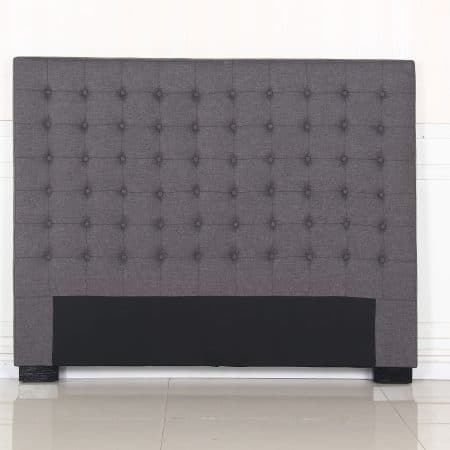 Bed Head Queen Charcoal Headboard Upholstery Fabric Tufted Buttons - Image 2