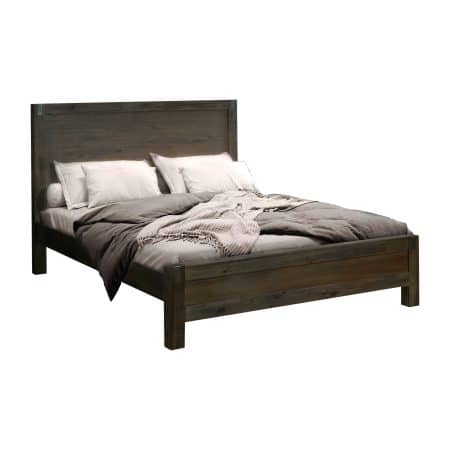 Bed Frame Queen Size in Solid Wood Veneered Acacia Bedroom Timber Slat in Chocolate - Image 2