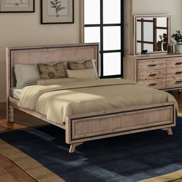 King Size Silver Brush Bed Frame in Acacia Wood Construction - Image 2