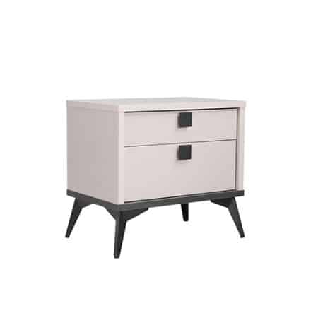 Bedside Table with 2 Storage Drawers MDF Combination of Champagne and Black Colour Nightstand - Image 2