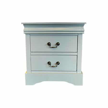 Bedside Table Grey Colour With 2 Drawers Night Stand Solid Wood Metal Handles - Image 2