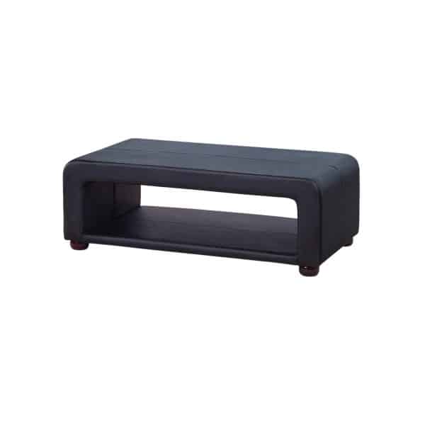 Coffee Table Upholstered PU Leather in Black Colour with open storage - Image 2