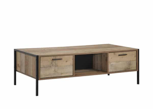 Coffee Table 2 Drawers Particle Board Storage in Oak Colour - Image 2