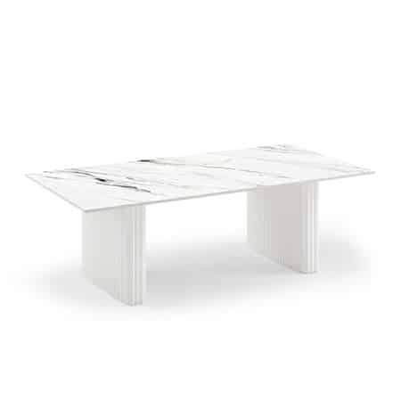 Coffee Table Sintered Stone Top MDF Table Base Glossy White - Image 2