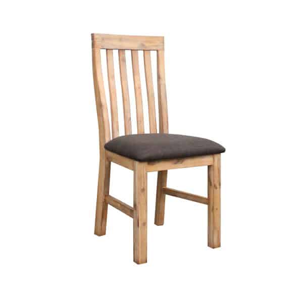2x Wooden Frame Leatherette in Solid Wood Acacia & Veneer Dining Chairs in Oak Colour - Image 2