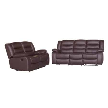 3+2 Seater Recliner Sofa In Faux Leather Lounge Couch in Brown - Image 2